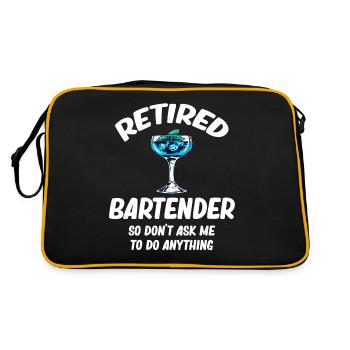 Barkeeper Im Ruhestand, Also Frag Mich Nicht, - Retro Tasche - Schwarz/Gold - Hinten