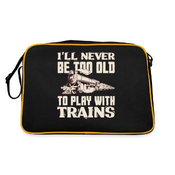 Old Man Grandpa Train Trains Hobby - Retro Bag - black/gold - Back
