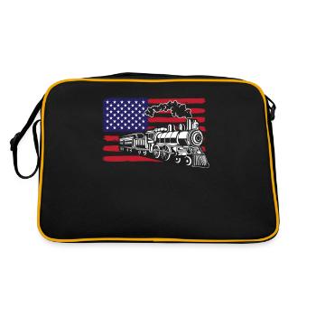American Flag USA Train Trains Train Driver - Retro Bag - black/gold - Back