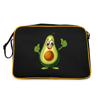 Cheerful avocado with thumbs up - Retro Bag - black/gold - Back