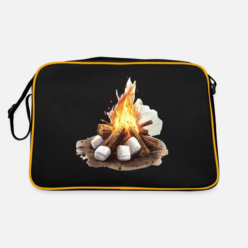 Gemütliches Lagerfeuer mit Marshmallows Retro Tasche