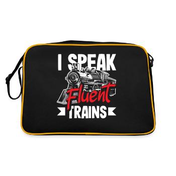 Funny Train Lover Trains Locomotive Gift - Retro Bag - black/gold - Back