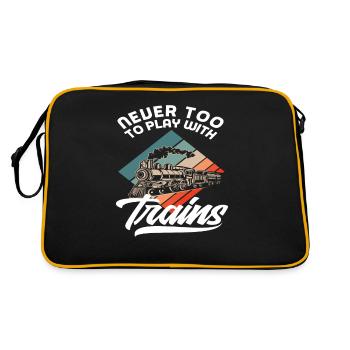 Retro Nicht Zu Alt Zug Züge Hobby Train Spotter - Retro Tasche - Schwarz/Gold - Hinten