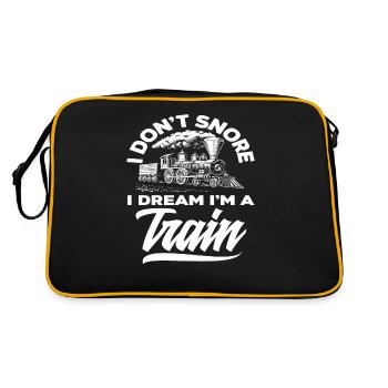 Train Trains Hobby Train Spotter Railroad Snoring - Retro Bag - black/gold - Back