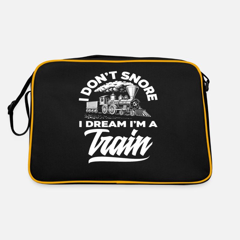 Train Trains Hobby Train Spotter Railroad Snoring - Retro Bag - black/gold