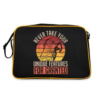 Perroquet ne prenez jamais vos caractéristiques uniques propriétaire d’oiseau - Sac Retro - noir/or - Dos