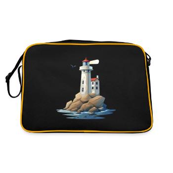 Phare sur la côte rocheuse - Sac Retro - noir/or - Dos