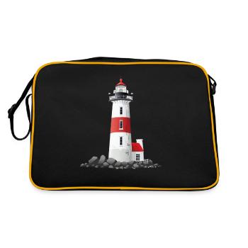 Phare sur la côte rocheuse - Sac Retro - noir/or - Dos