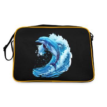 Dauphin sauteur dans la vague bleue - Sac Retro - noir/or - Dos