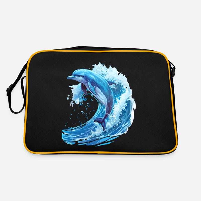 Jumping Dolphin in Blue Wave Retro Bag
