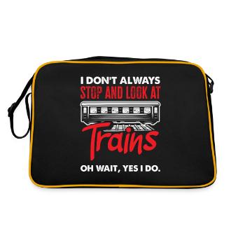 Funny Train Lover Trains Locomotive Gift - Retro Bag - black/gold - Back
