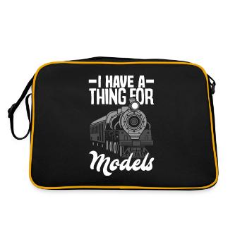 Funny Train Lover Trains Locomotive Gift - Retro Bag - black/gold - Back