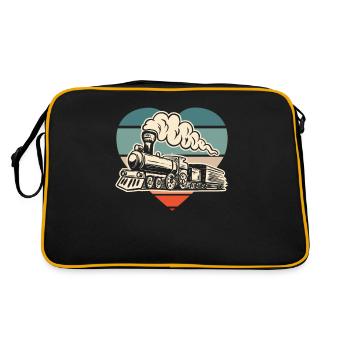 Funny Train Lover Trains Locomotive Gift - Retro Bag - black/gold - Back