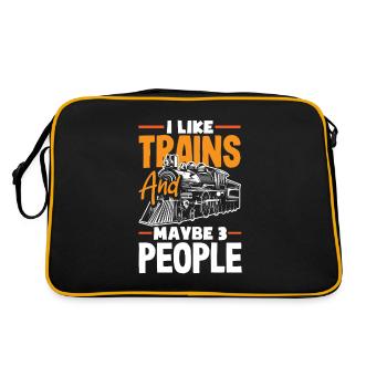 Funny Train Lover Trains Locomotive Gift - Retro Bag - black/gold - Back
