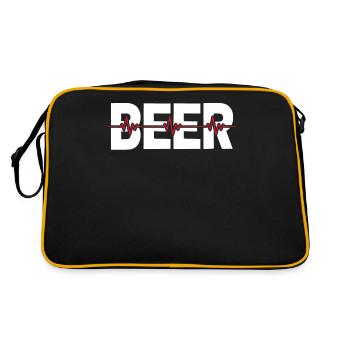 Beer Beer Lover Ekg Heartbeat - Retro Bag - black/gold - Back