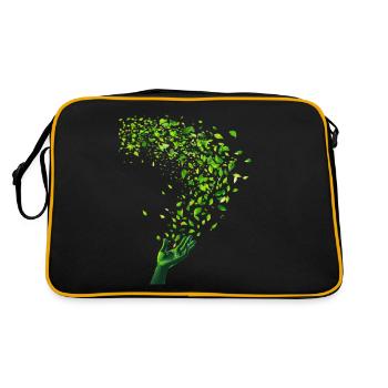 Green Leaf Swirl and Hand Motif - Retro Bag - black/gold - Back