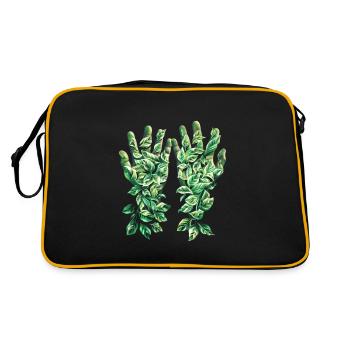 Feuilles vertes à la main contour Nature Motif - Sac Retro - noir/or - Dos