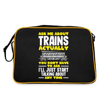 Funny Train Lover Trains Locomotive Gift - Retro Bag - black/gold - Back