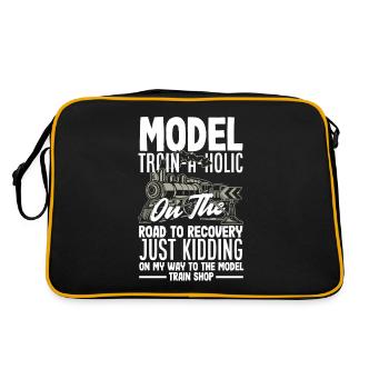 Funny Train Lover Trains Locomotive Gift - Retro Bag - black/gold - Back