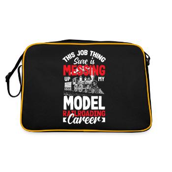 Funny Train Lover Trains Locomotive Gift - Retro Bag - black/gold - Back