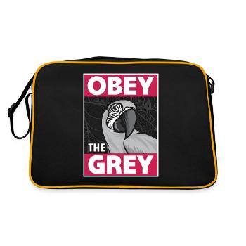 African Grey Obey The Grey Bird Owner Parrot Lover - Retro Tasche - Schwarz/Gold - Hinten