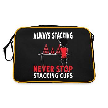 Stapeln Von Bechern Speed Stacker - Retro Tasche - Schwarz/Gold - Hinten