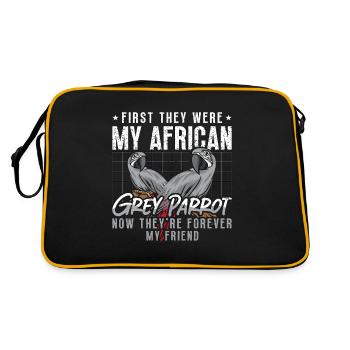 African Grey First They Were My Parrot Bird Owner - Retro Bag - black/gold - Back