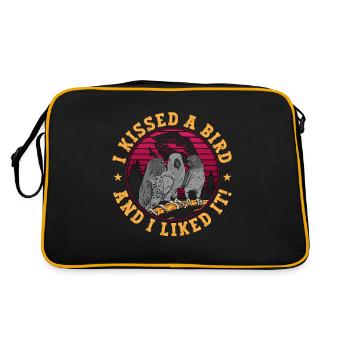 African Grey I Kissed A Bird Ornithologist Parrot - Retro Bag - black/gold - Back