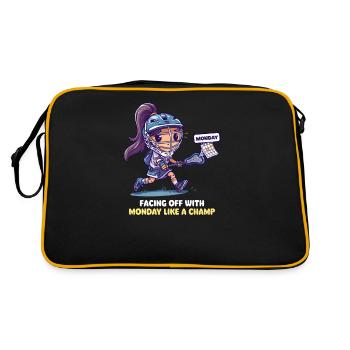 Lacrosse Mom Facing Off with Monday Like a Champ - Retro Bag - black/gold - Back