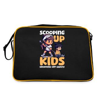 Lacrosse Mom Scooping Up Kids, Dropping Off Sanity - Retro Bag - black/gold - Back