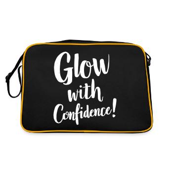 Glow with Confidence Inspirierende Botschaft - Retro Tasche - Schwarz/Gold - Hinten