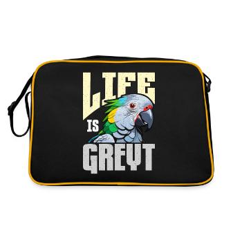 African Grey Life Is Greyt Bird Owner Parrot Lover - Retro Bag - black/gold - Back