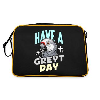 African Grey Have A Greyt Day Parrot Bird Owner - Retro Bag - black/gold - Back