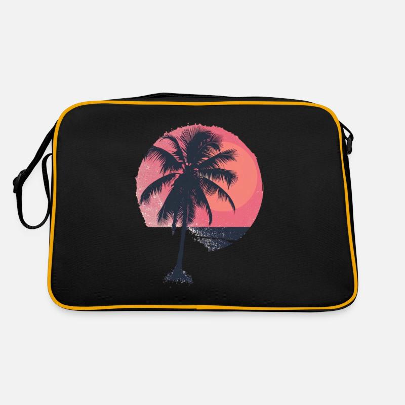 Coucher de soleil ensoleillé sur les palmiers Sac Retro