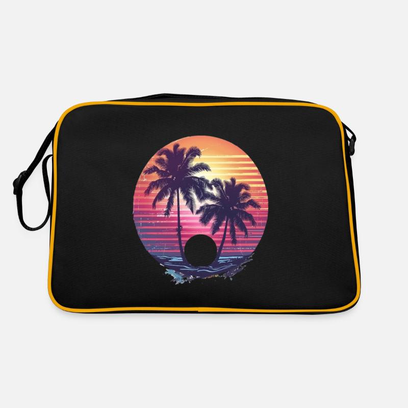 Coucher de soleil ensoleillé sur les palmiers Sac Retro