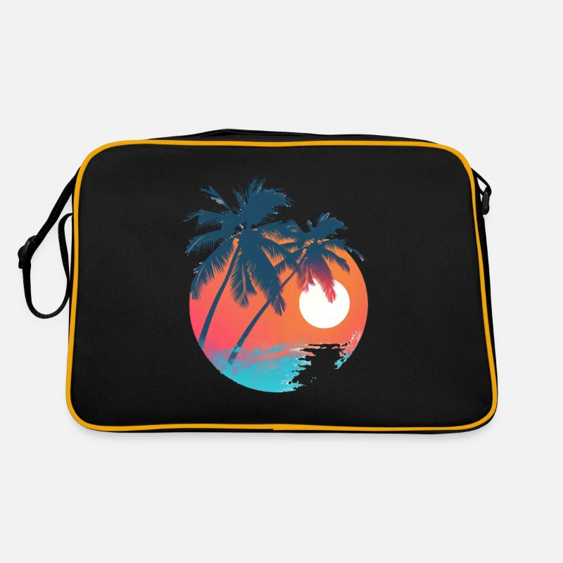 Coucher de soleil tropical avec des palmiers Sac Retro