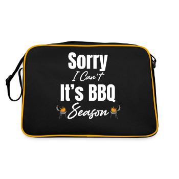Tut Mir Leid, Ich Kann Nicht, Es Ist Grillsaison, - Retro Tasche - Schwarz/Gold - Hinten