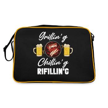 Grillin'g Chillin'g Refilli'n Barbecue Lover - Retro Tasche - Schwarz/Gold - Hinten