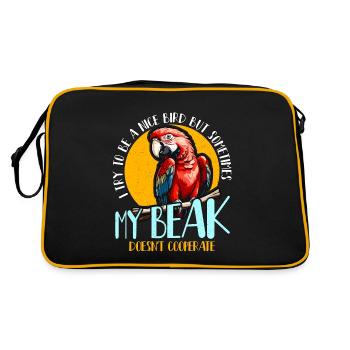Macaw Bird I Try To Be A Nice Bird But Ornithology - Retro Tasche - Schwarz/Gold - Hinten