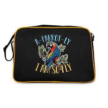 Macaw Bird A-Parrot-Ly I Am So Fly Ornithologist - Retro Tasche - Schwarz/Gold - Hinten