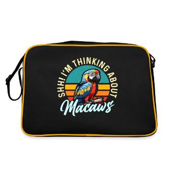 Macaw Bird Shh I'm Thinking About Parrot Macaw - Retro Tasche - Schwarz/Gold - Hinten