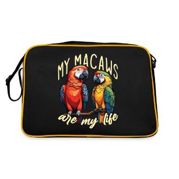 Macaw Bird My Macaws Are My Life Parrot Owner - Retro Tasche - Schwarz/Gold - Hinten