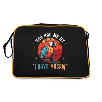 Macaw Bird You Had Me At I Have Parrot Macaw Lover - Retro Tasche - Schwarz/Gold - Hinten