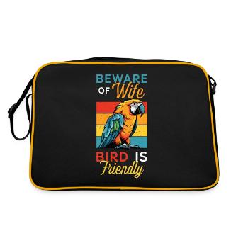 Macaw Bird Beware Of Wife Bird Is Ornithologist - Retro Tasche - Schwarz/Gold - Hinten