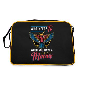 Macaw Bird Who Needs TV When You Have Parrot Bird - Retro Tasche - Schwarz/Gold - Hinten