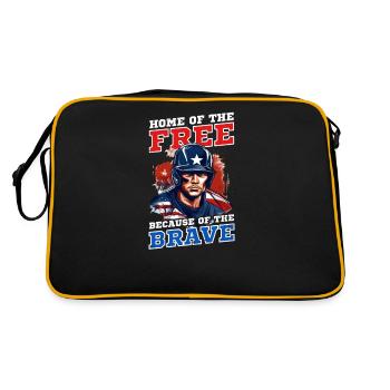 4. Juli Baseball Home Of Free Weil Mutig - Retro Tasche - Schwarz/Gold - Hinten