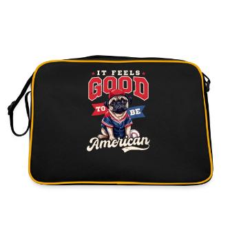 4. Juli Baseball fühlt sich gut an, amerikanischer Mops zu sein - Retro Tasche - Schwarz/Gold - Hinten