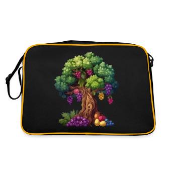 Arbre coloré avec des raisins et des feuilles - Sac Retro - noir/or - Dos