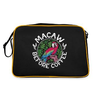 Macaw Before Coffee Ornithologist Coffee Lover - Retro Tasche - Schwarz/Gold - Hinten