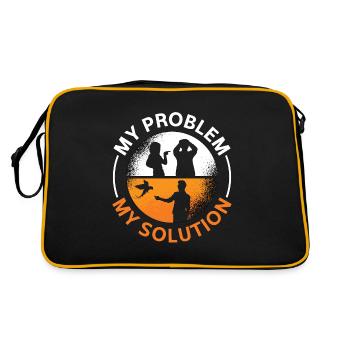 Macaw Lover My Problem My Solution Pictogram Dad - Retro Tasche - Schwarz/Gold - Hinten